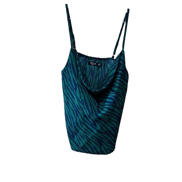 Nasty Gal Collection Blue Green Camisole Blouse Size 2 - Picture 1 of 3